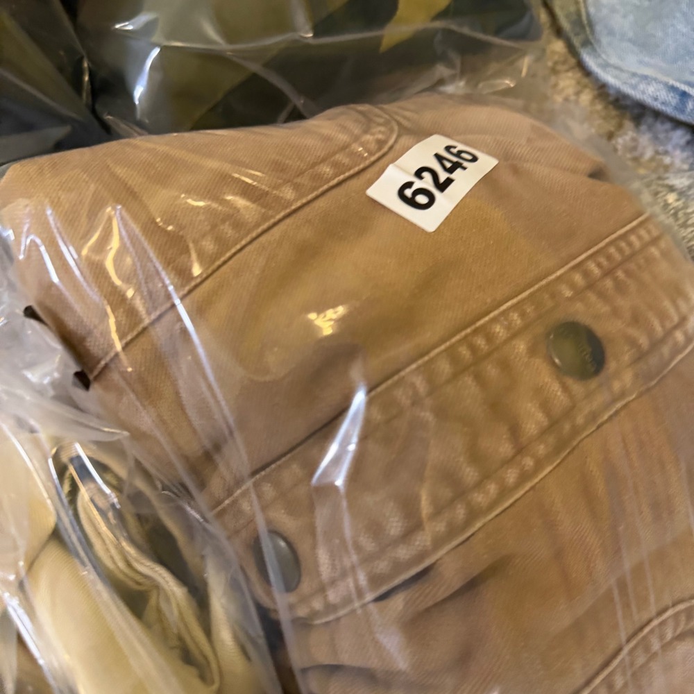 Carhartt Mens Flannel Lined Canvas Shirt Jacket Tan Distressed Workwear Large - Picture 4 of 4